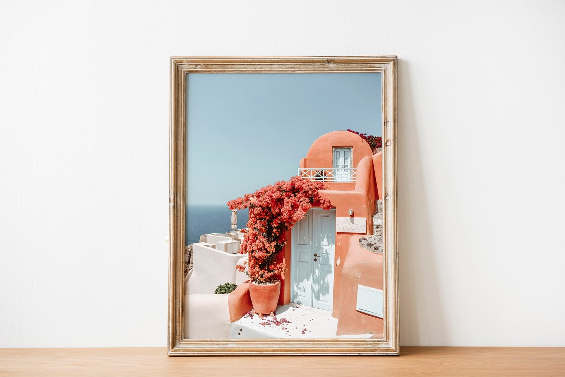 Santorini Mediterranean Travel Poster, Pastel Style - Image 3