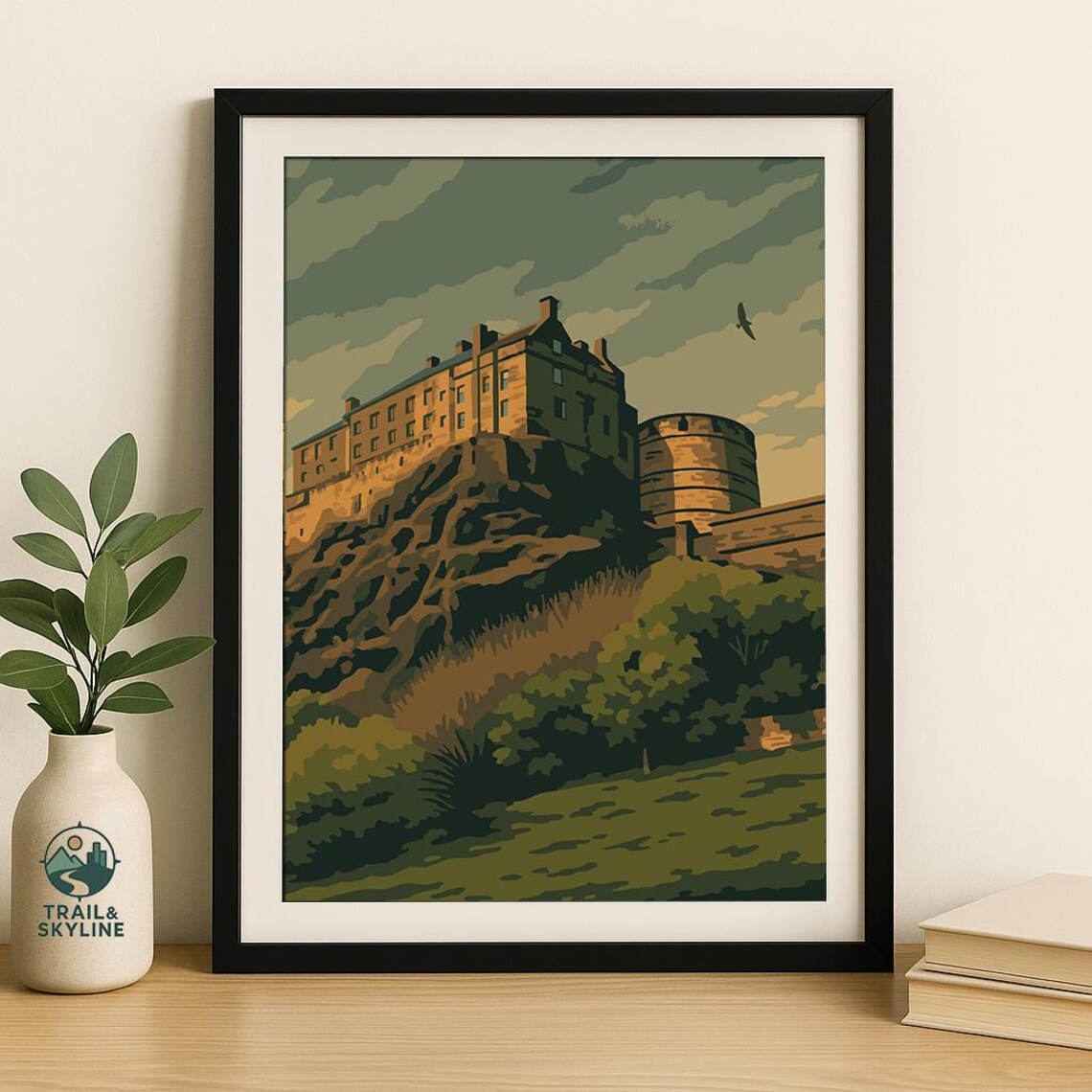 Edinburgh Castle Scotland Hilltop Fortress Vintage Travel Poster