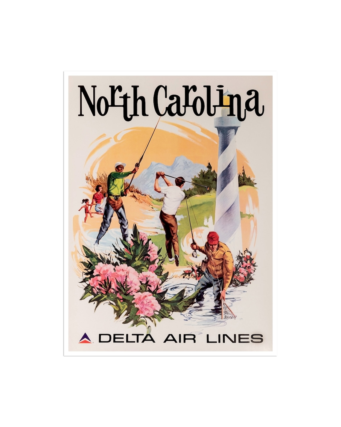 North Carolina Vintage Travel Poster, USA Print