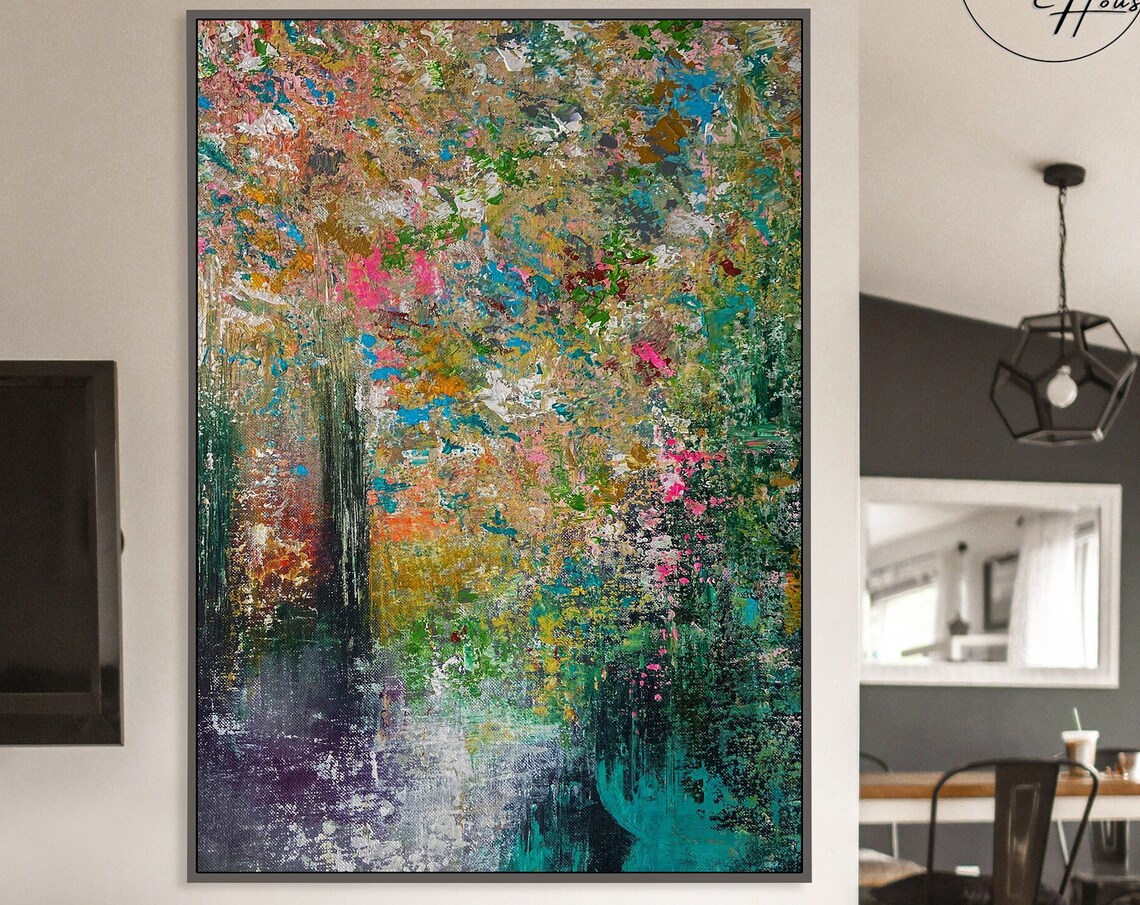 Colorful Floral Abstract Painting, Modern Wall Art Print