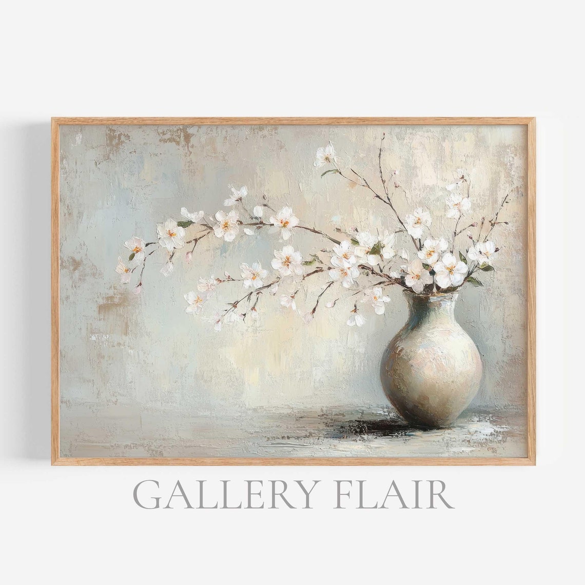 White Cherry Blossom Branches In Ceramic Vase Spring Still Life Poster