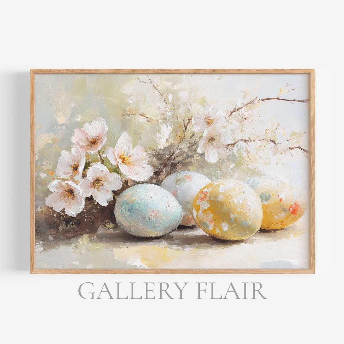 Decorated Easter Eggs White Blossoms Spring Still Life Poster
