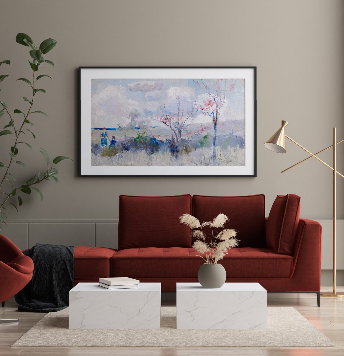Spring Blossom Meadow Pastel Soft Impressionist Landscape Poster - Image 2