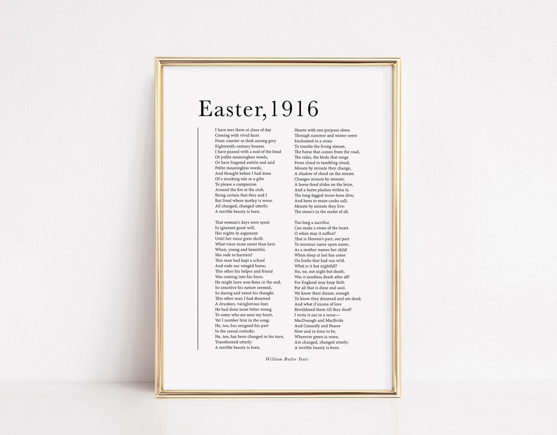 William Butler Yeats Easter 1916 Poetry Print