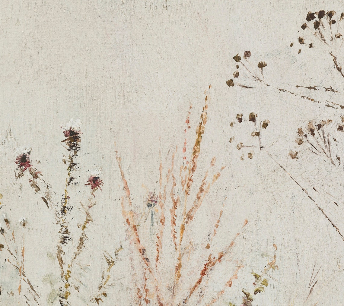 Vintage Wildflowers Misty Marsh Morning Landscape Botanical Art Poster - Image 2