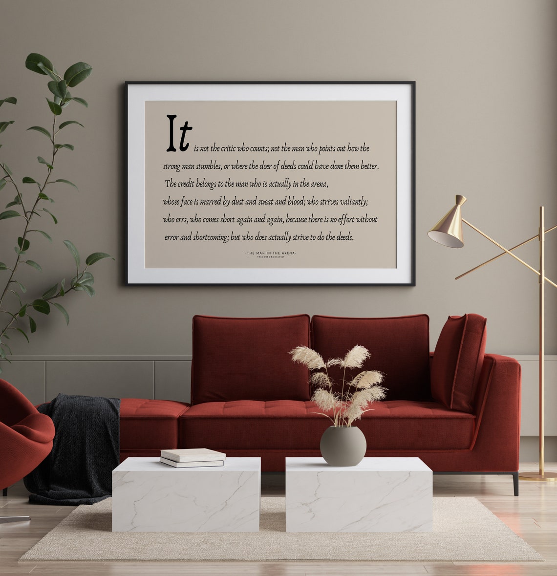 Theodore Roosevelt Man In The Arena Inspirational Quote Wall Poster - Image 2