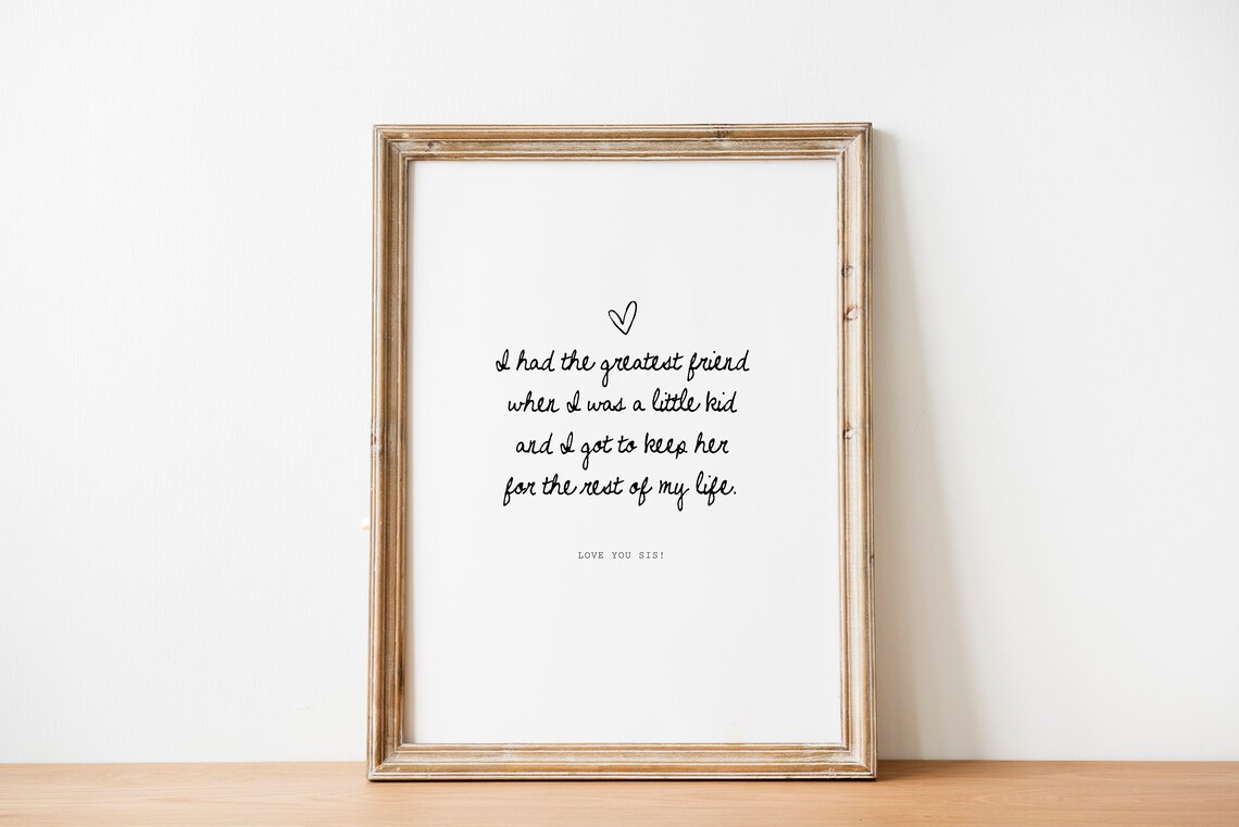 Big Sister Friendship Quote Hand Lettered Love You Sis Gift Poster - Image 2
