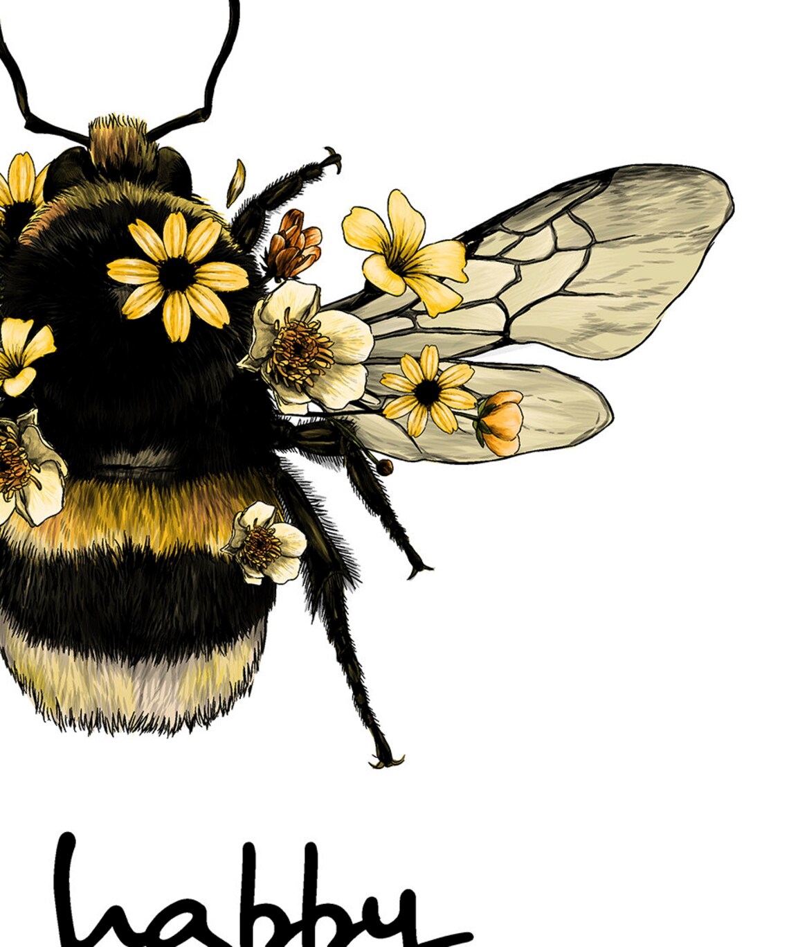 Bee Happy Bumble Bee Art Print for Kids Room - Image 2