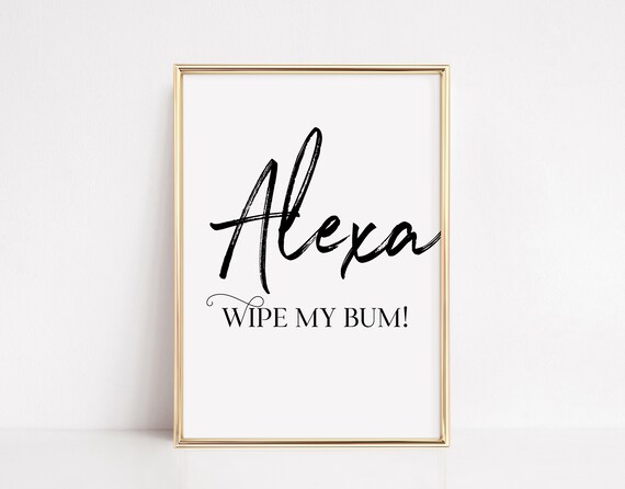 Funny Bathroom Art Funny Bathroom Signs Fun Restroom Decor Alexa Wipe My Bum Poster Bathroom Gifts Toilet Wall Art Home Decor