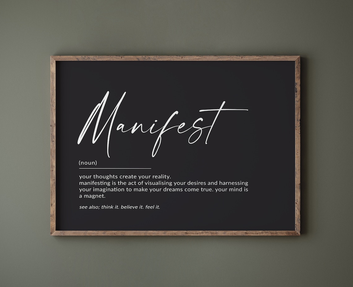 Manifest Definition Poster, Law Of Attraction Decor