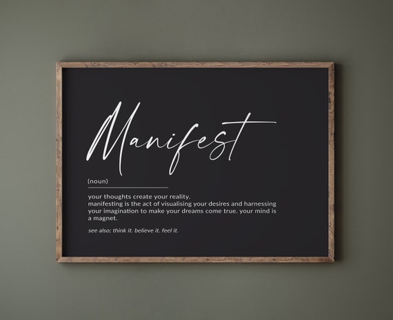 Manifest Definition Poster, Law Of Attraction Decor