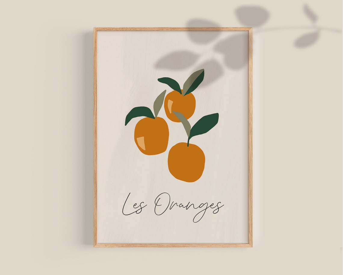 Orange Print Orange Fruit Art Les Oranges Abstract Fruit Art Kitchen Decor Fruit Market Print Wall Art - Image 2