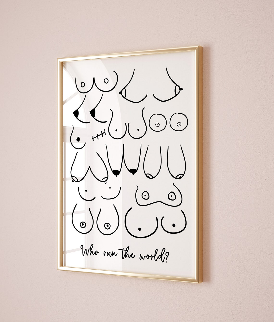 Who Run the World Feminist Boob Line Art Empowerment Art Poster