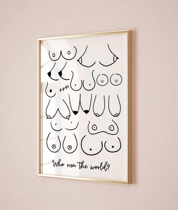 Boobs Print Boob Naked Woman Line Art Empowered Women Poster Boho Feminist Print Feminism Wall Art Trendy Retro Prints