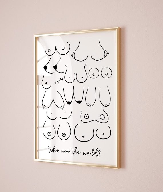 Who Run the World Feminist Boob Line Art Empowerment Art Poster