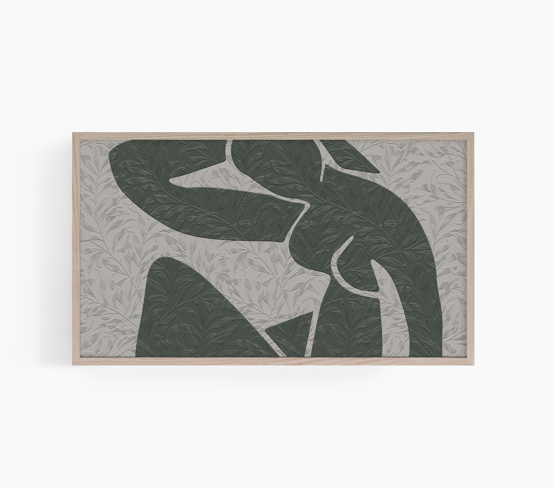 Sage Green Abstract Leafy Woman Figure Modern Botanical Wall Art