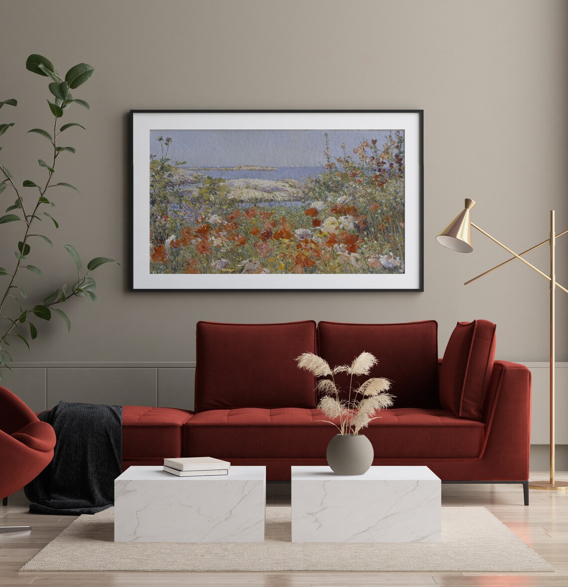 Vintage Summer Landscape Wild Flowers Art Print - Image 2
