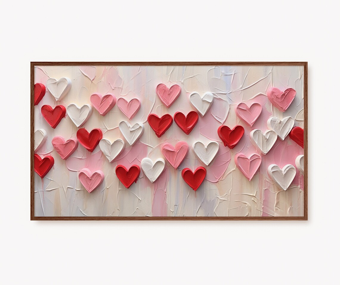 Valentine Hearts Textured Valentine Art Print