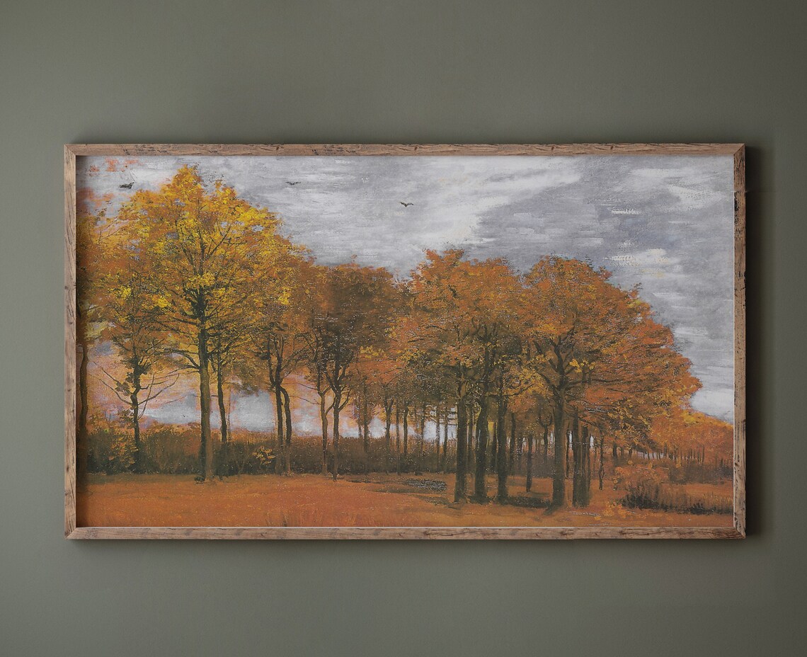 Golden Autumn Tree Grove Vintage Landscape Oil Painting Poster - Image 4