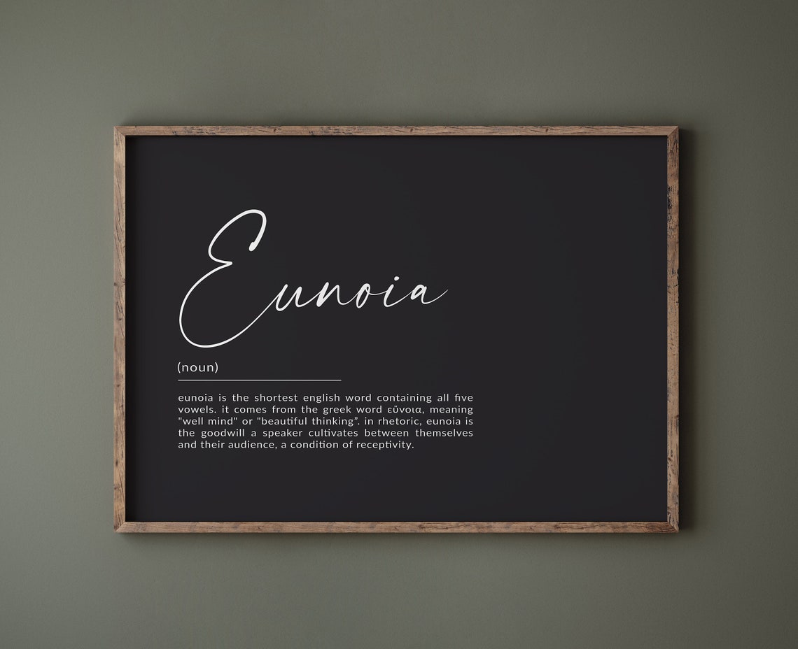 Eunoia Beautiful Thinking Definition Script Chalkboard Quote Poster