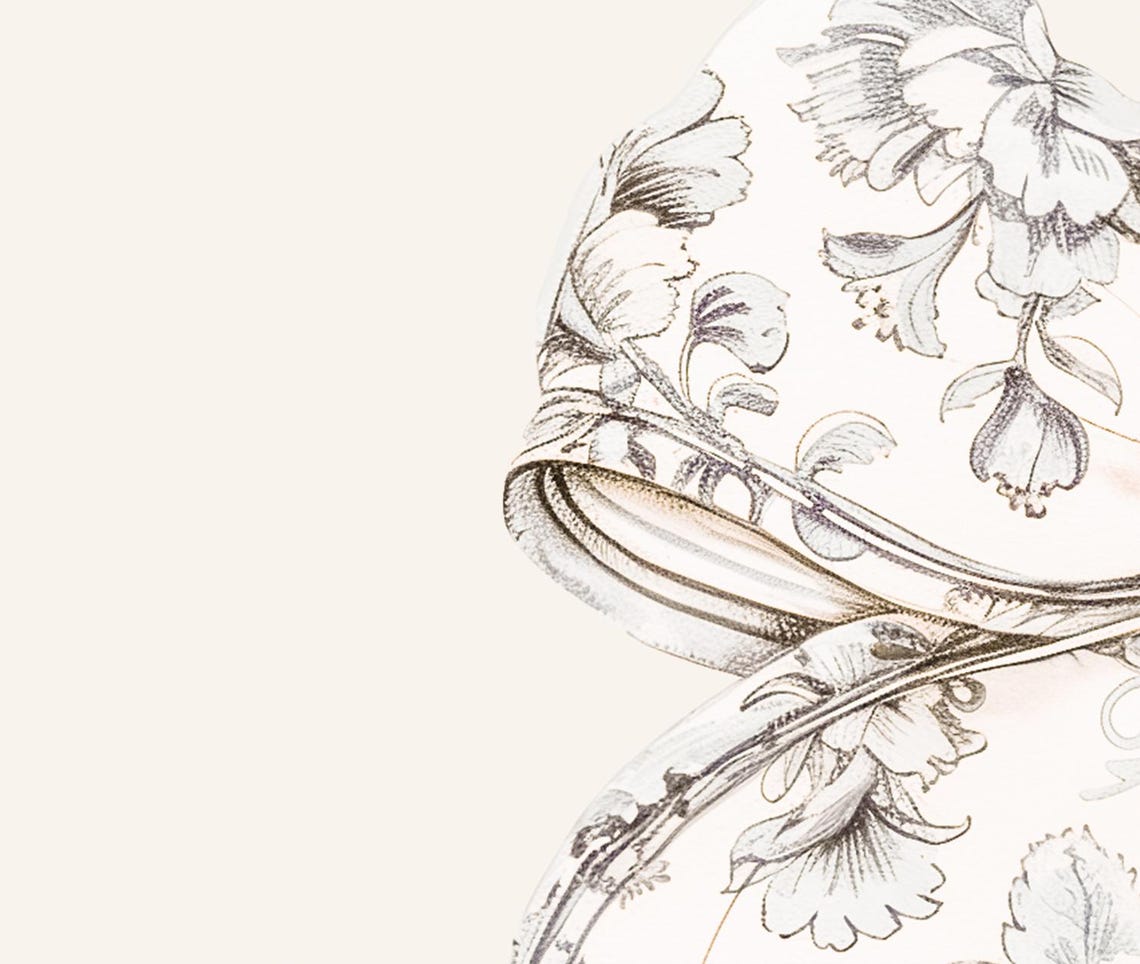 Coquette Ribbon Poster Cream Bow Nursery Print Grandmillenial Aesthetic Poster Trendy Foile De Jouy Bow Chinoiserie Baby Girl Room - Image 2