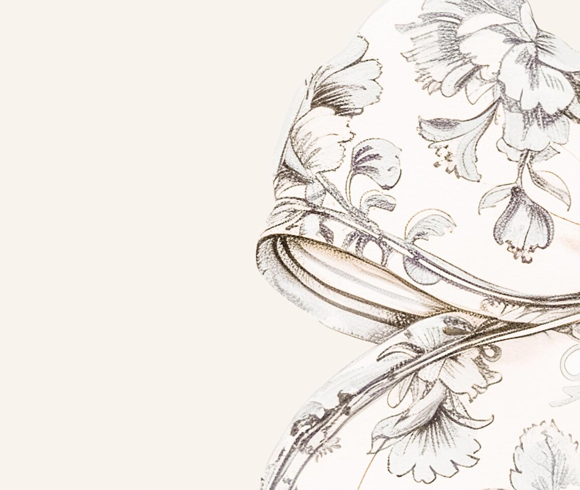 Cream Coquette Ribbon Bow Toile De Jouy Floral Nursery Poster - Image 2