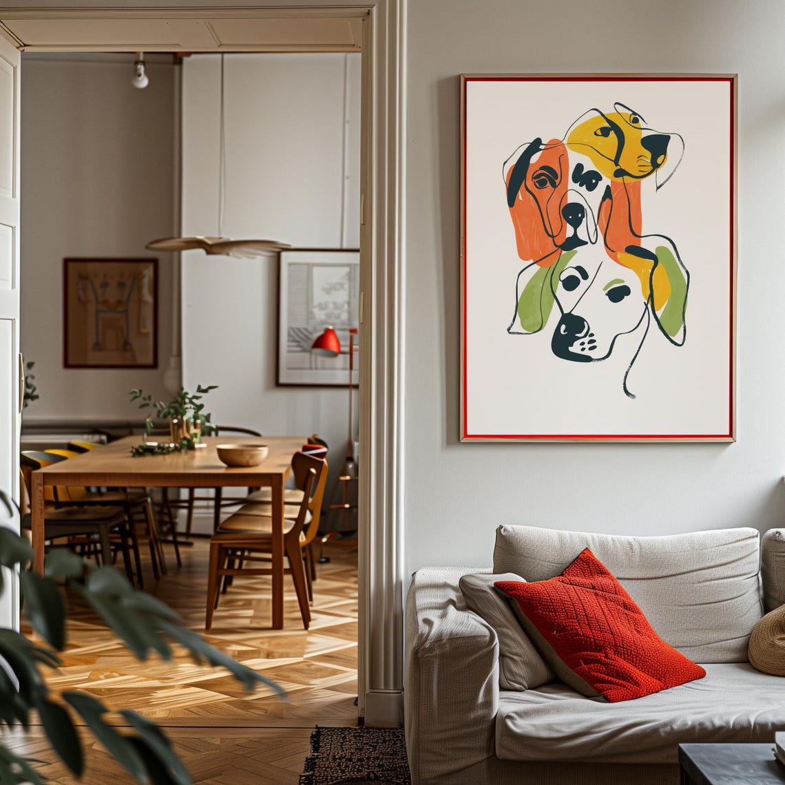 Three Pointer Dog Faces Color Block Line Drawing Poster Pack Art - Image 3
