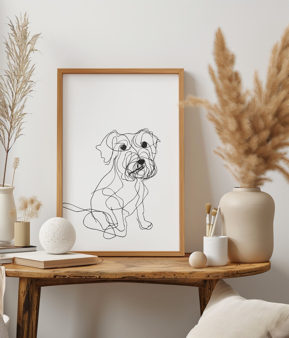 Maltese Puppy Sitting Minimal Single Line Drawing Cute Dog Poster - Image 2
