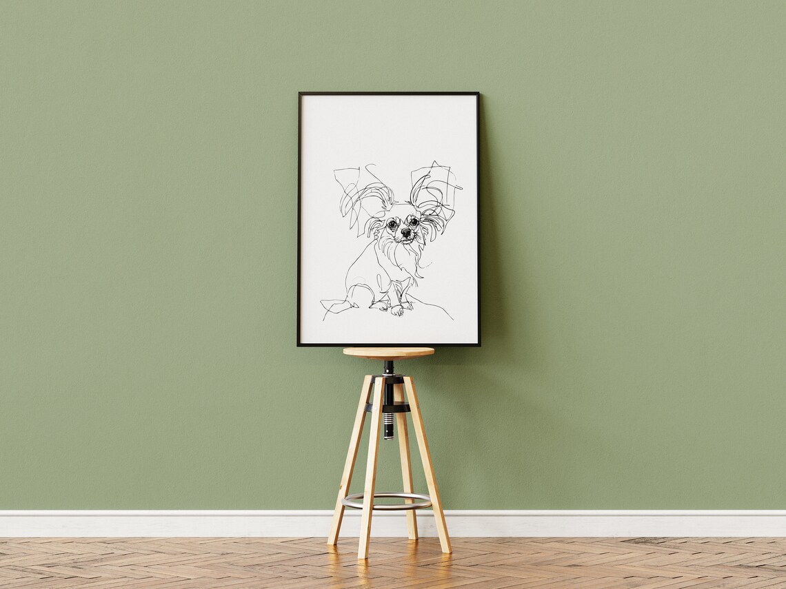Papillon Minimalist Line Drawing, Mid-Century Art Print - Image 3
