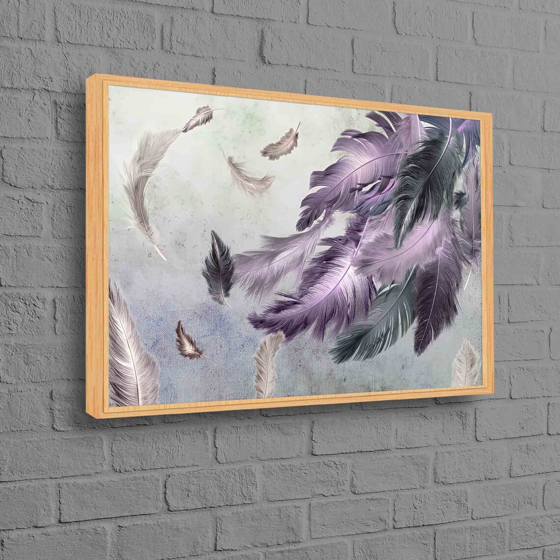 Purple And Gray Feather Abstract Wall Art Print