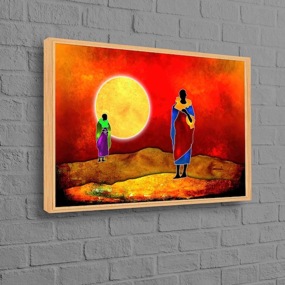Two African Men Abstract Landscape Art Print