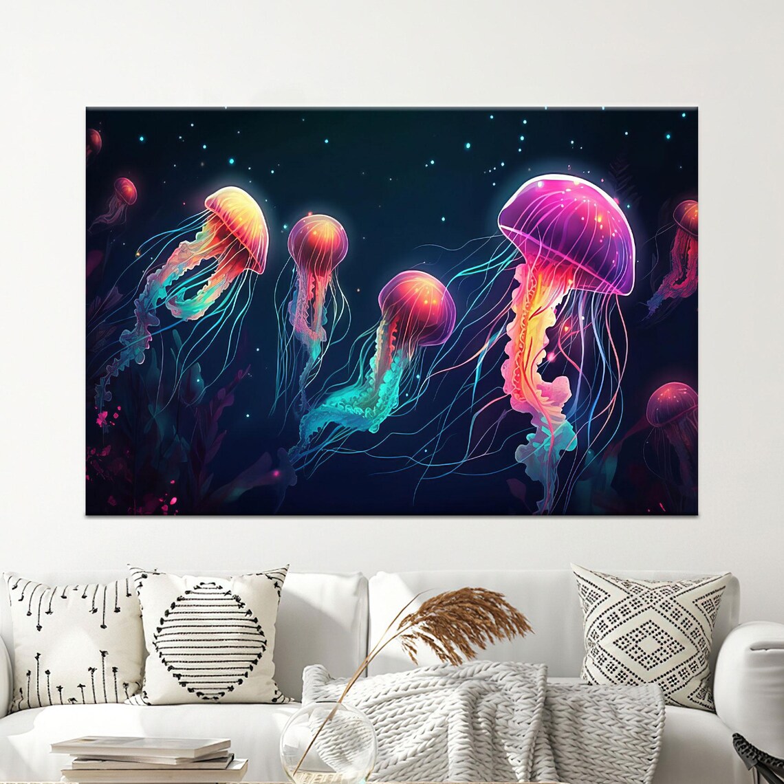 Animal Canvas Poster Jellyfish Print Bridesmaid Gift Surreal Art Design Wall Decoration