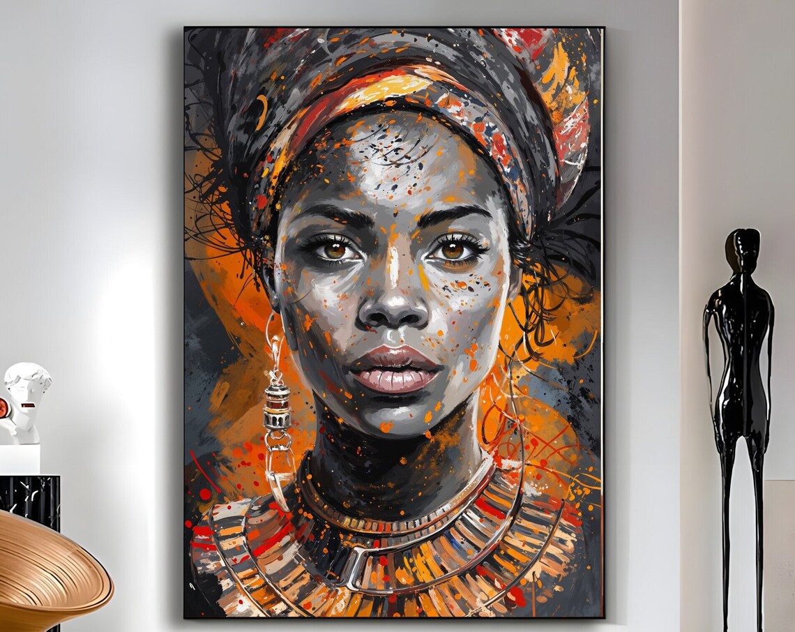 African Woman Portrait, Ethnic Tribal Art Print