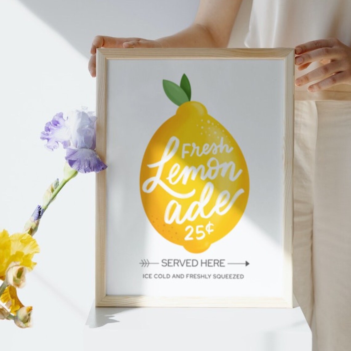 Fresh Lemonade Served Here Ice Cold Vintage Lemon Sign Poster - Image 2