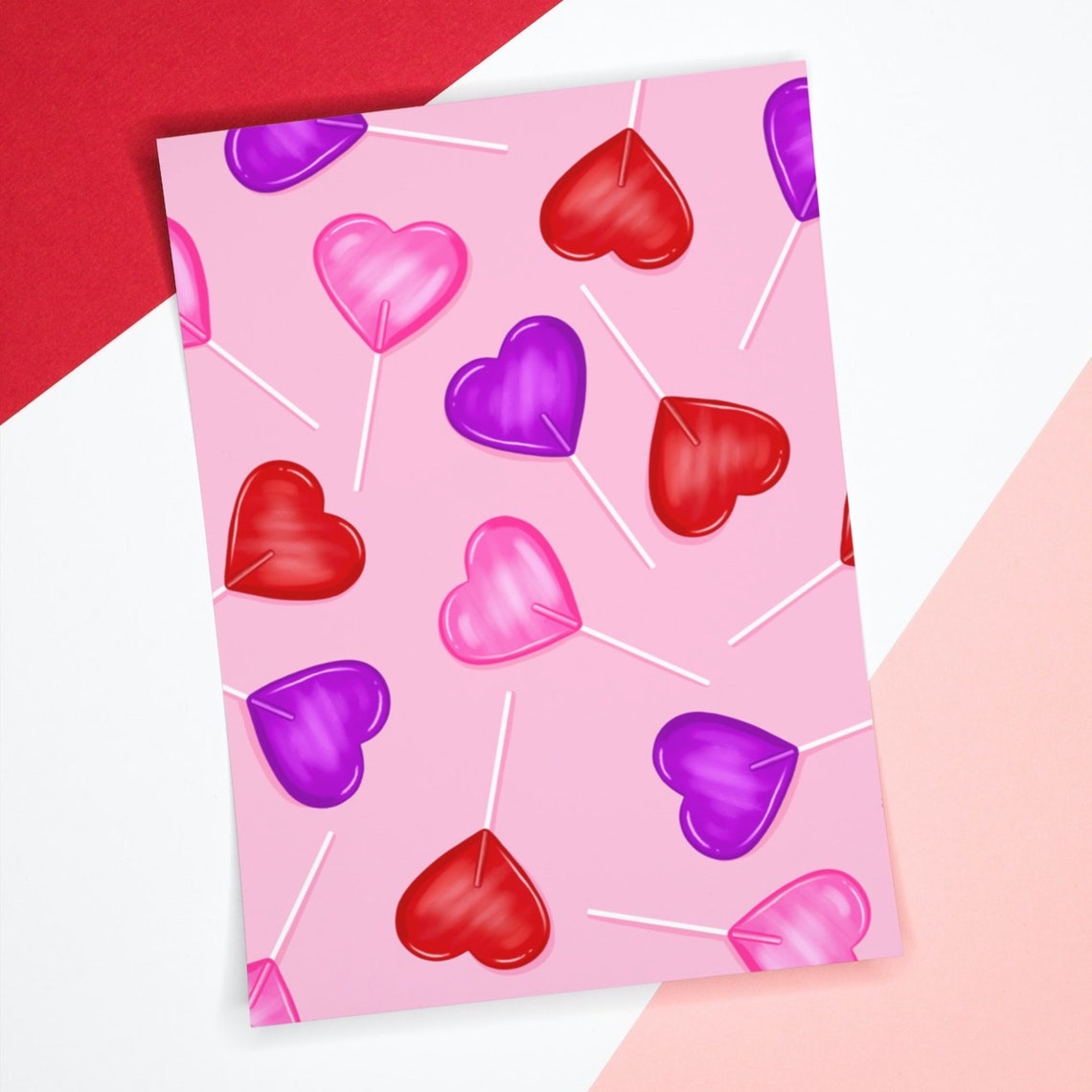 Glossy Heart Lollipop Candy Pattern in Pink Valentine Poster - Image 4
