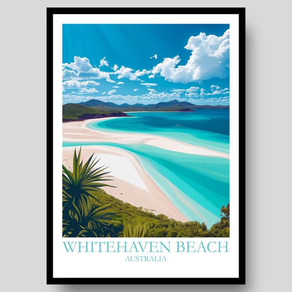 Whitehaven Beach Poster Queensland Great Barrier Reef Travel Australia