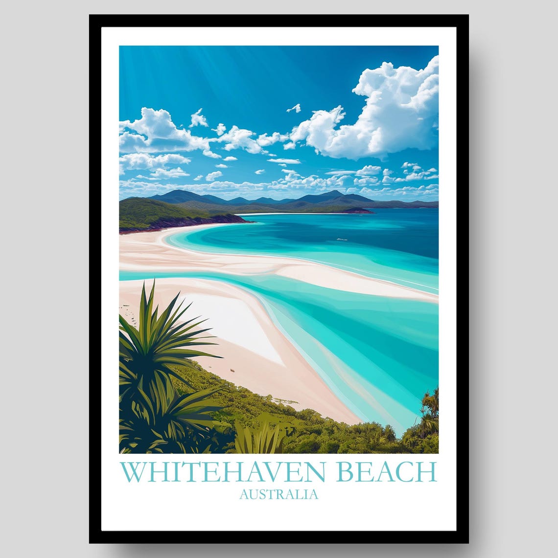 Whitehaven Beach Australia Turquoise Sea White Sand Island Poster