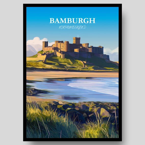 Bamburgh Poster Castle Northumberland Northumbria Art