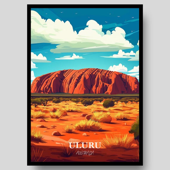 Uluru Poster Australia Outback Ayers Rock Austrlia Australian Landscape Print Wall Art