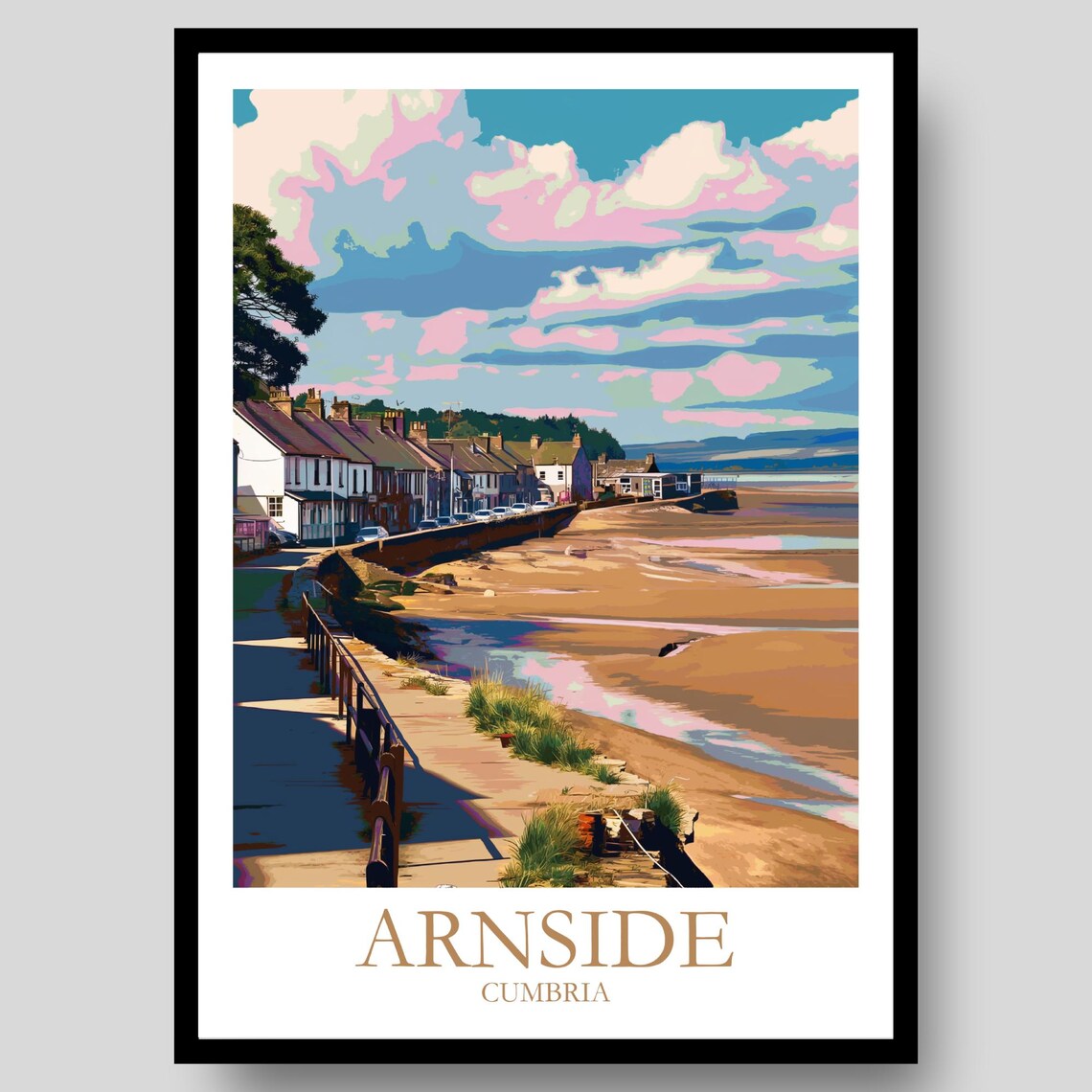 Arnside Cumbria Coastal Village Beach Vintage Travel Art Poster