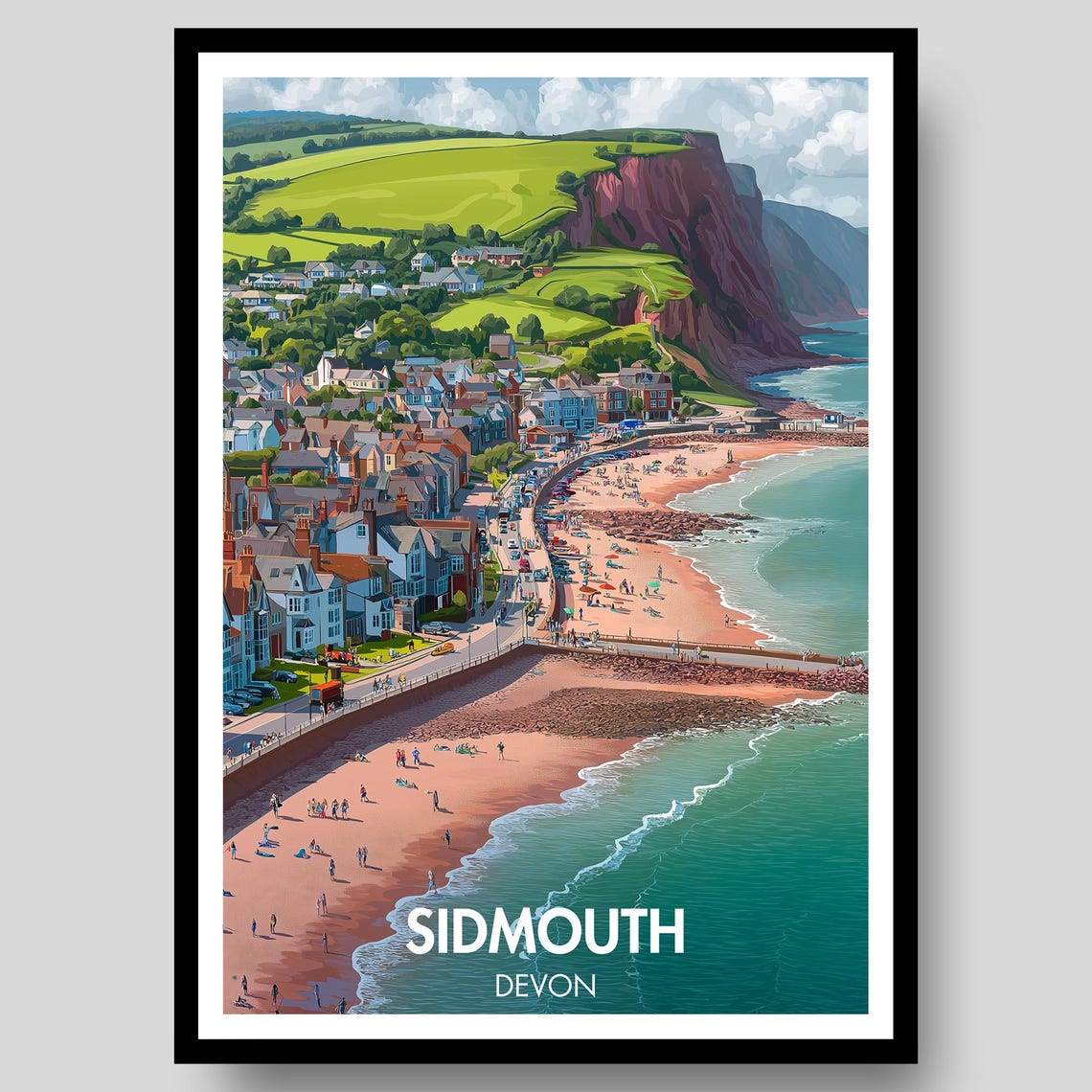 Sidmouth Travel Poster, Devon UK