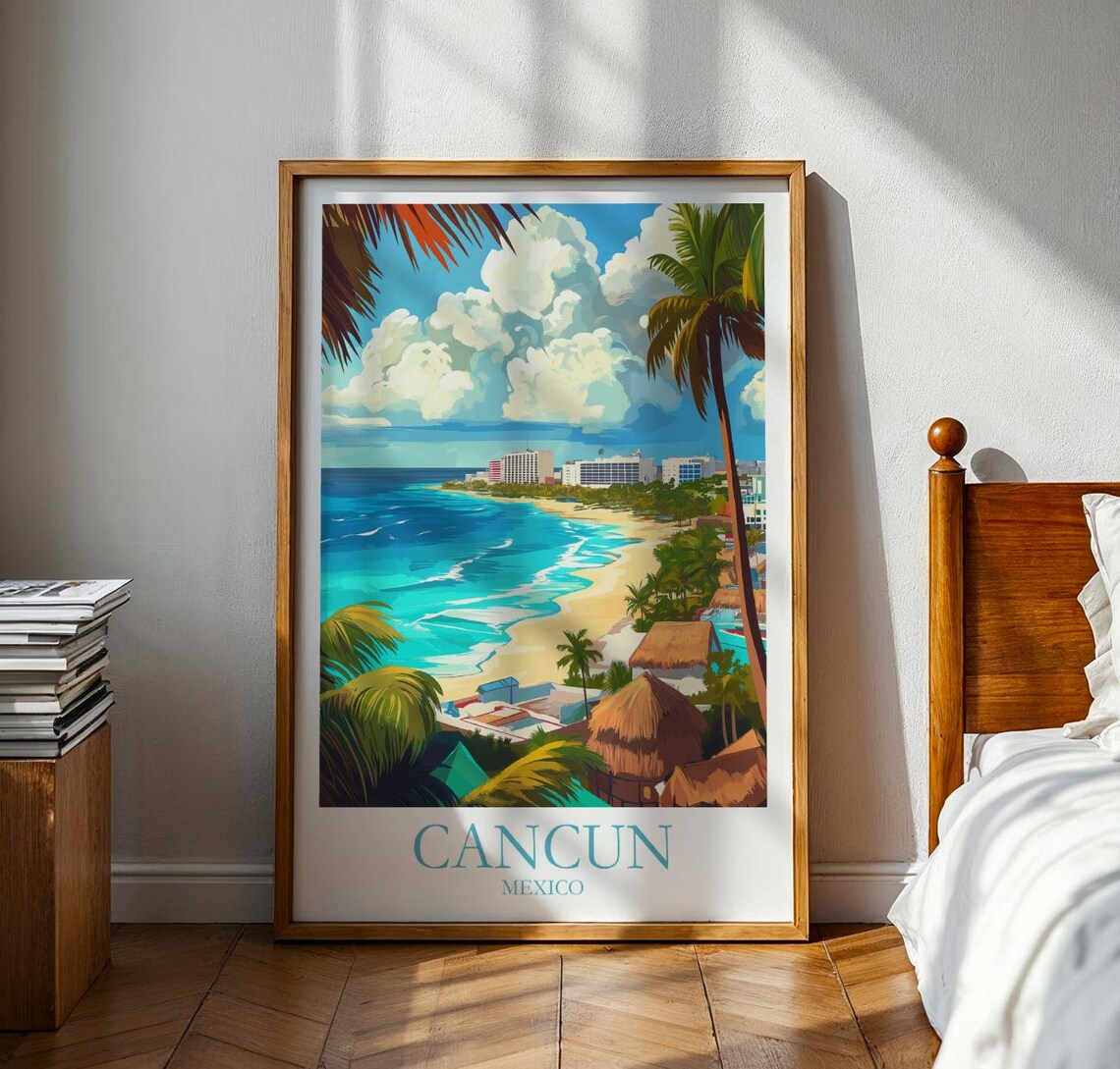 Cancun Travel Poster Mexico Wall Art Vacation Gift For Traveller
