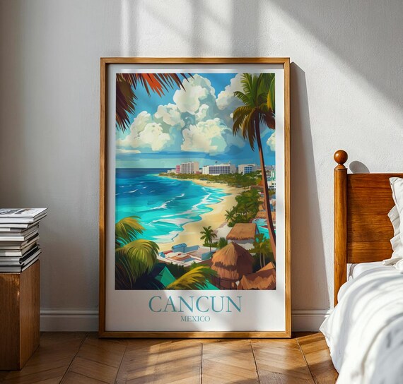 Cancun Travel Poster Mexico Wall Art Vacation Gift For Traveller