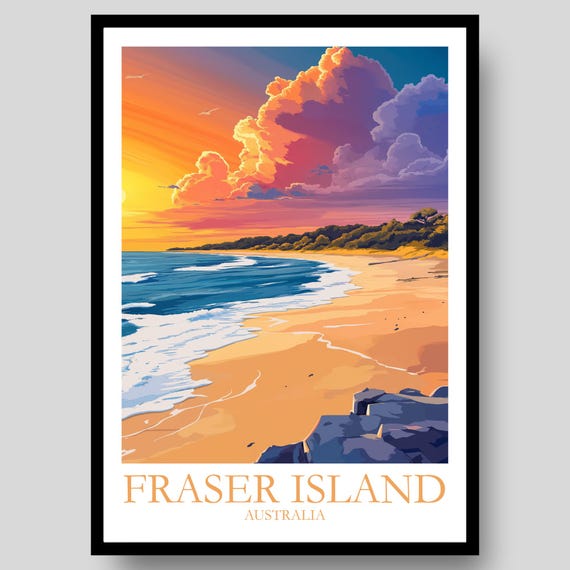 Fraser Island Poster Australian Wall Art Travel Australia Kgari Queensland