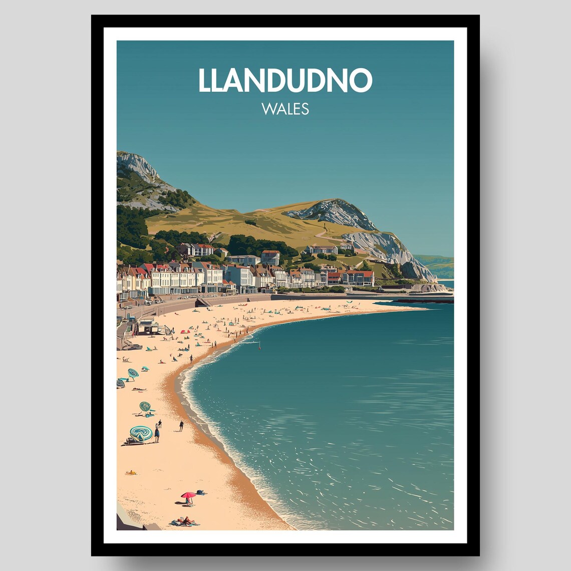 Llandudno Welsh Travel Poster, Wales Art Print