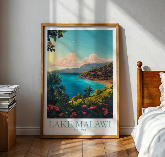 Lake Malawi Poster Africa Travel Nature Art Print Decor