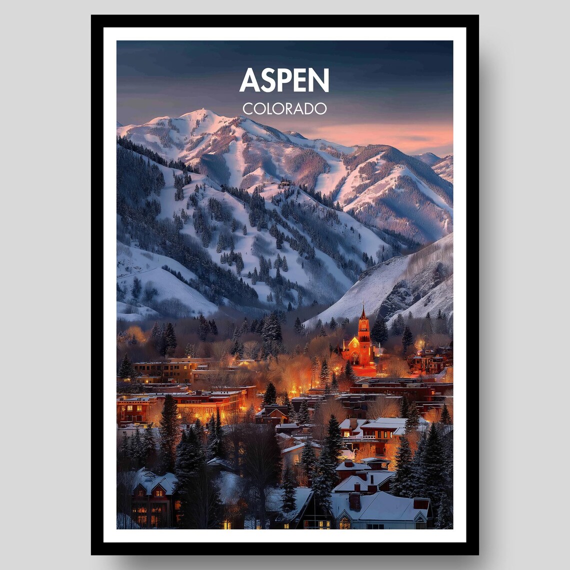 Aspen Poster Print, Colorado Wall Art Gift
