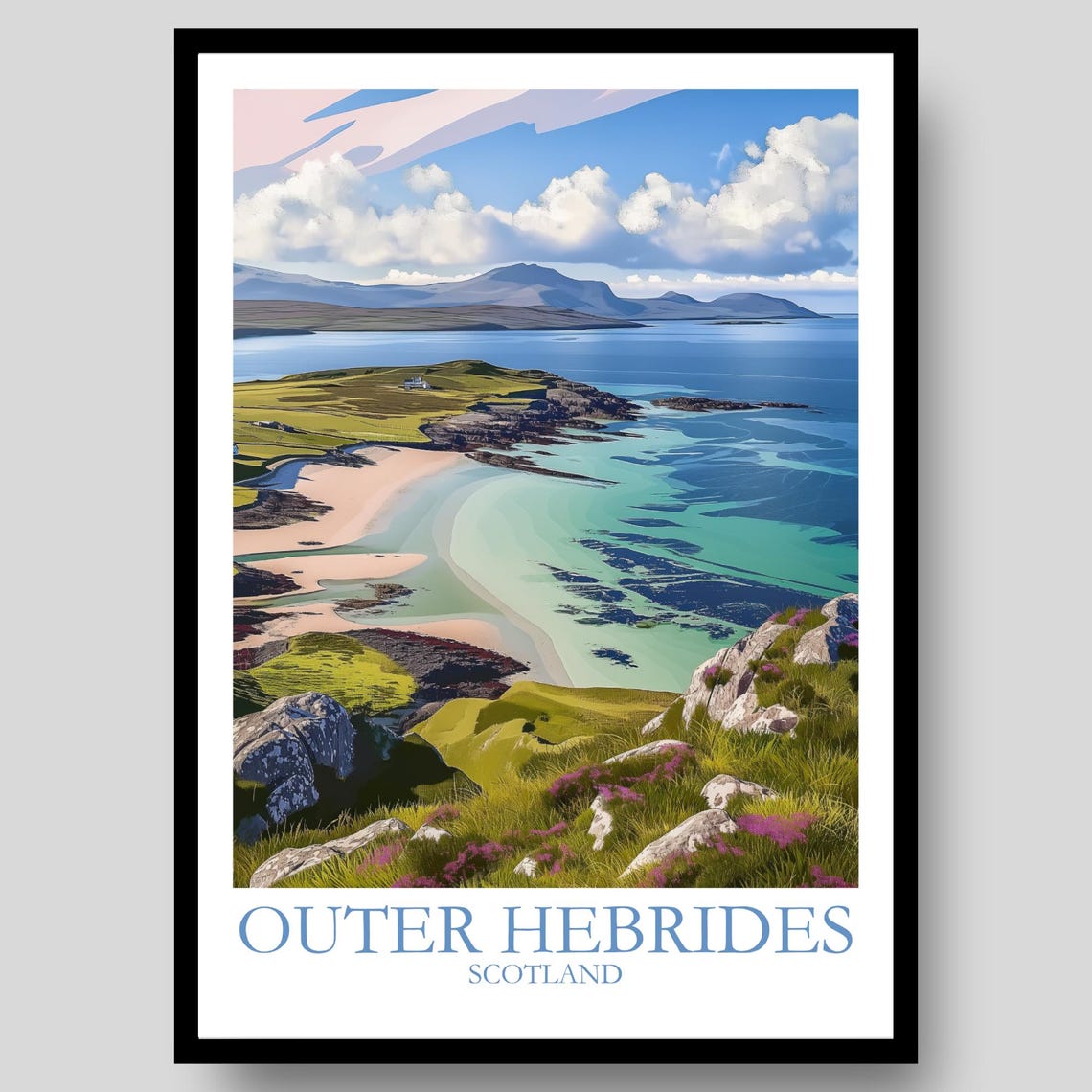 Outer Hebrides Scotland Turquoise Beach Island Coast Scenic Art Poster