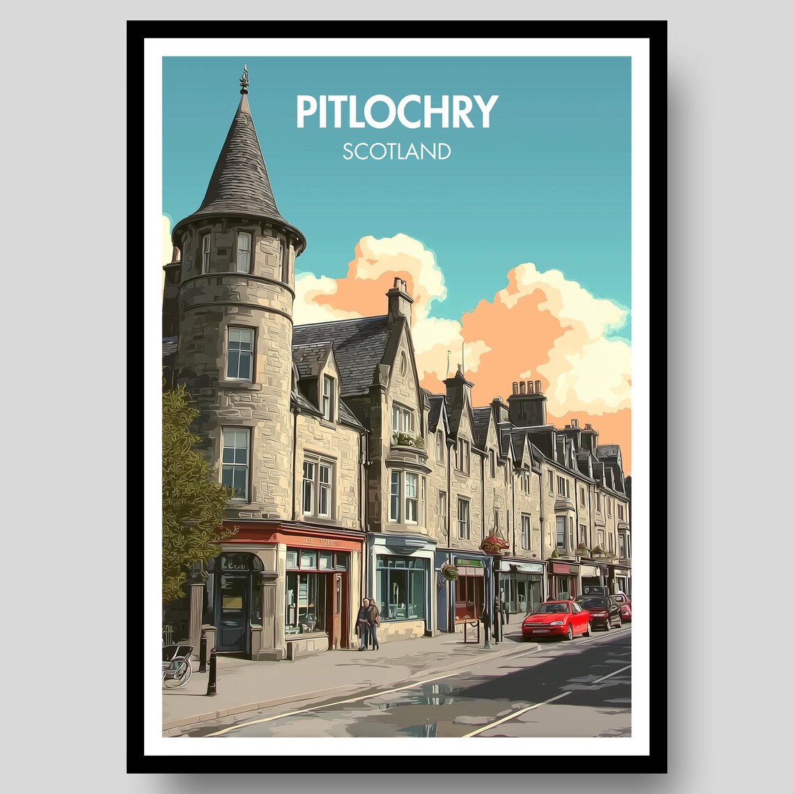 Pitlochry Poster Print, Scottish Wall Art