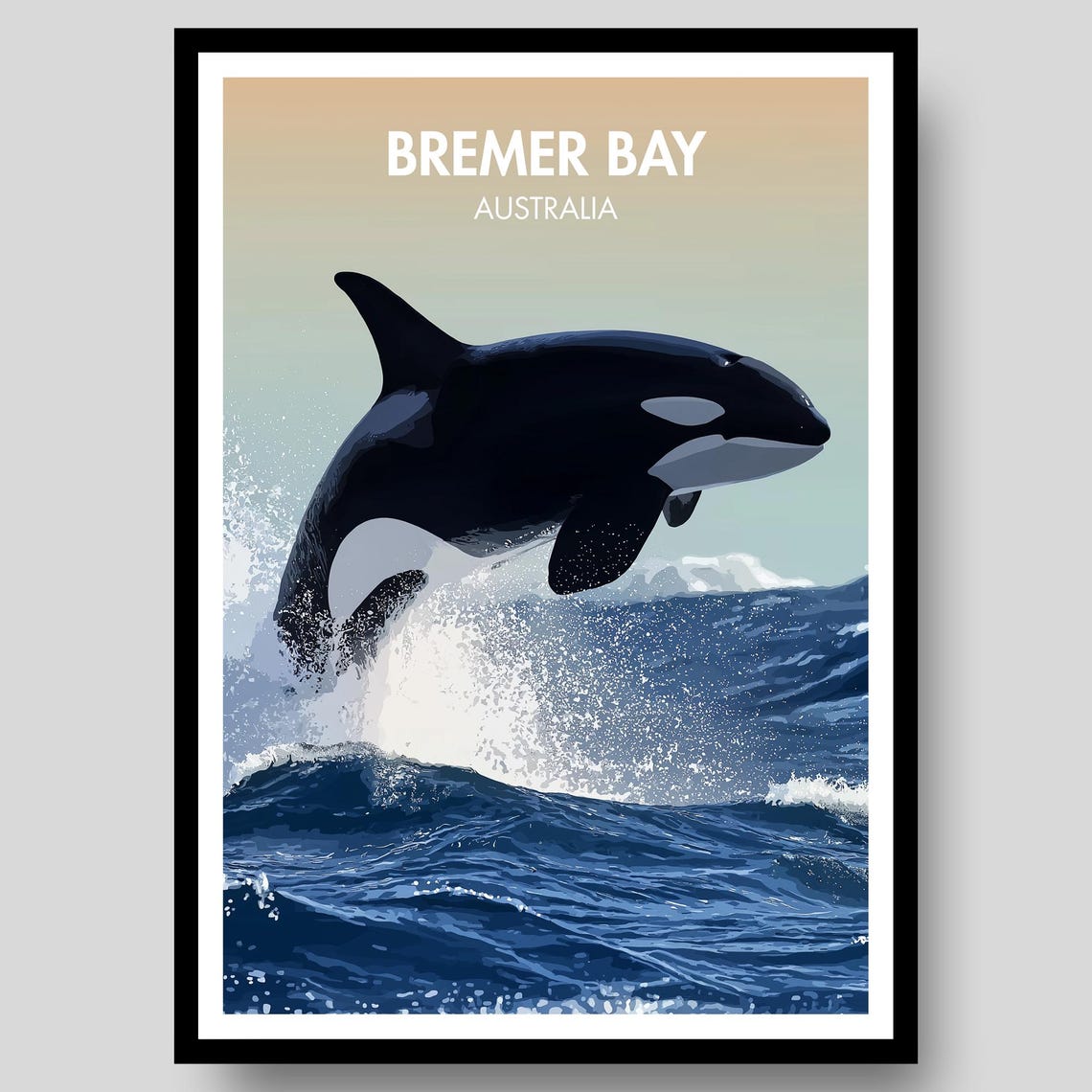 Bremer Bay Australia Killer Whale Breaching Ocean Wildlife Art Poster
